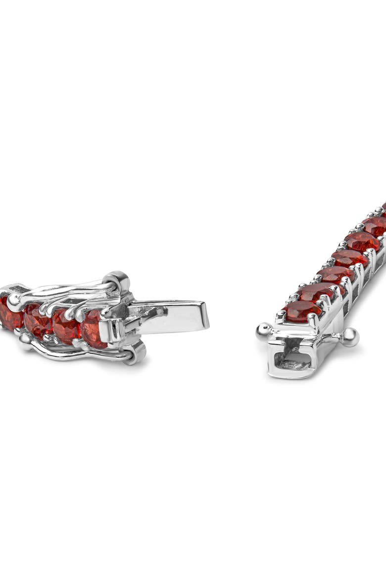 .925 Sterling Silver 10.0 Cttw Created Orange Garnet Tennis Bracelet - 7.25", Alternate, color, White