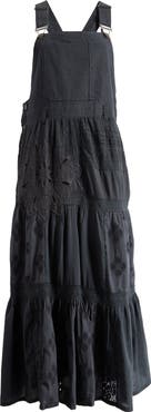 Lucky Brand Cutwork Detail Cotton Overall Maxi Dress