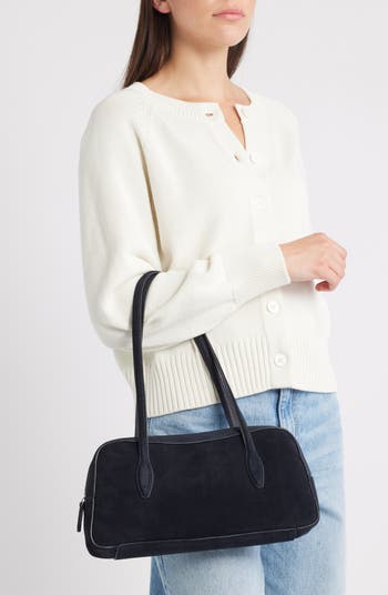 The Top Zip Suede Shoulder Bag