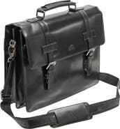 Mancini Double Compartment Flap Leather Briefcase