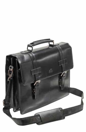 Mancini Double Compartment Flap Leather Briefcase