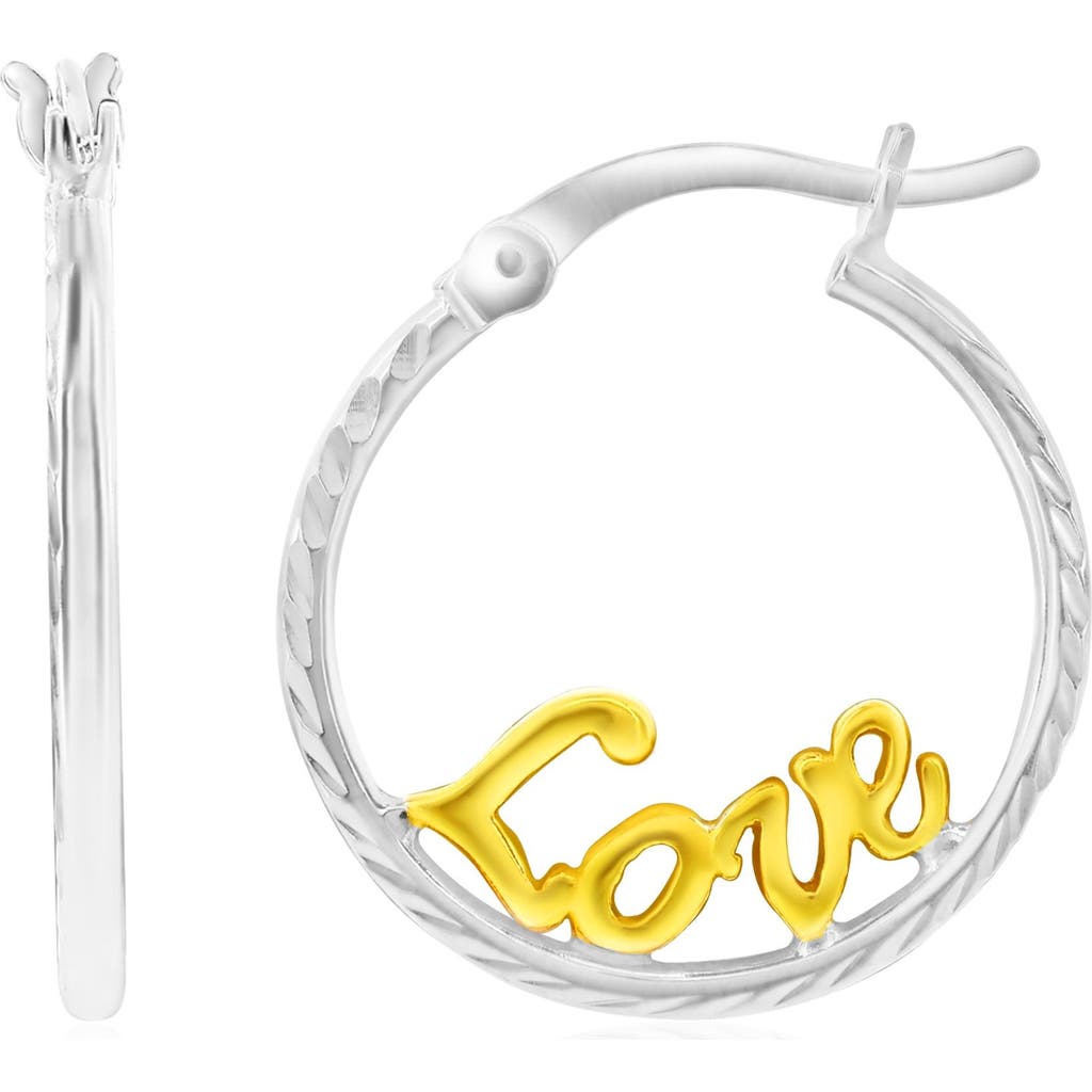 Donatello Gian Sterling Silver Two-tone Love Hoops In Metallic