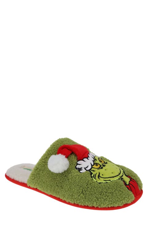 The Grinch Faux Shearling & Faux Fur Scuff Slipper (Men)