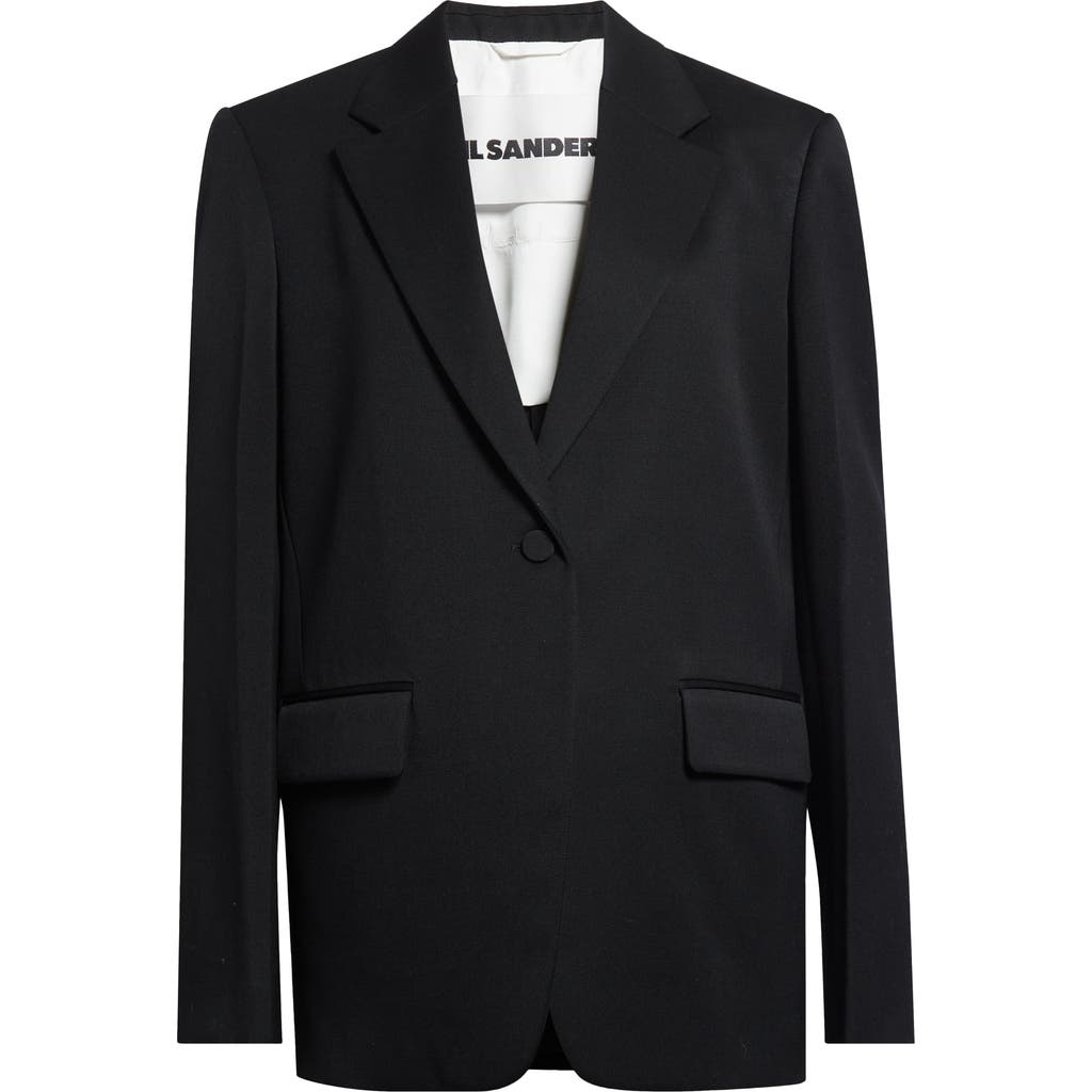 Jil Sander Boxy Tailored Wool Jacket In Black