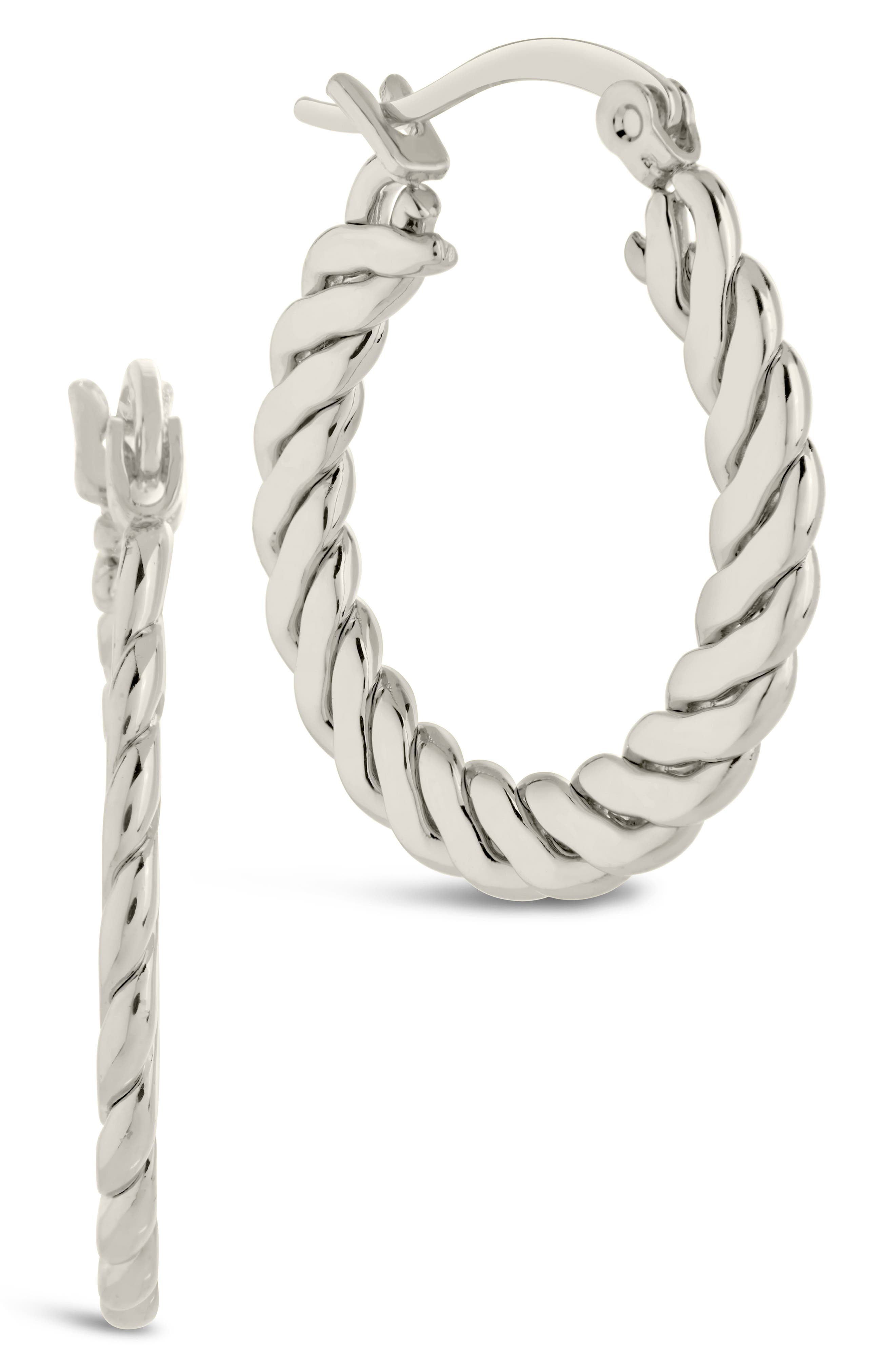 Sterling Forever Bree Flat Twist Hoop Earrings (Women) | Nordstromrack