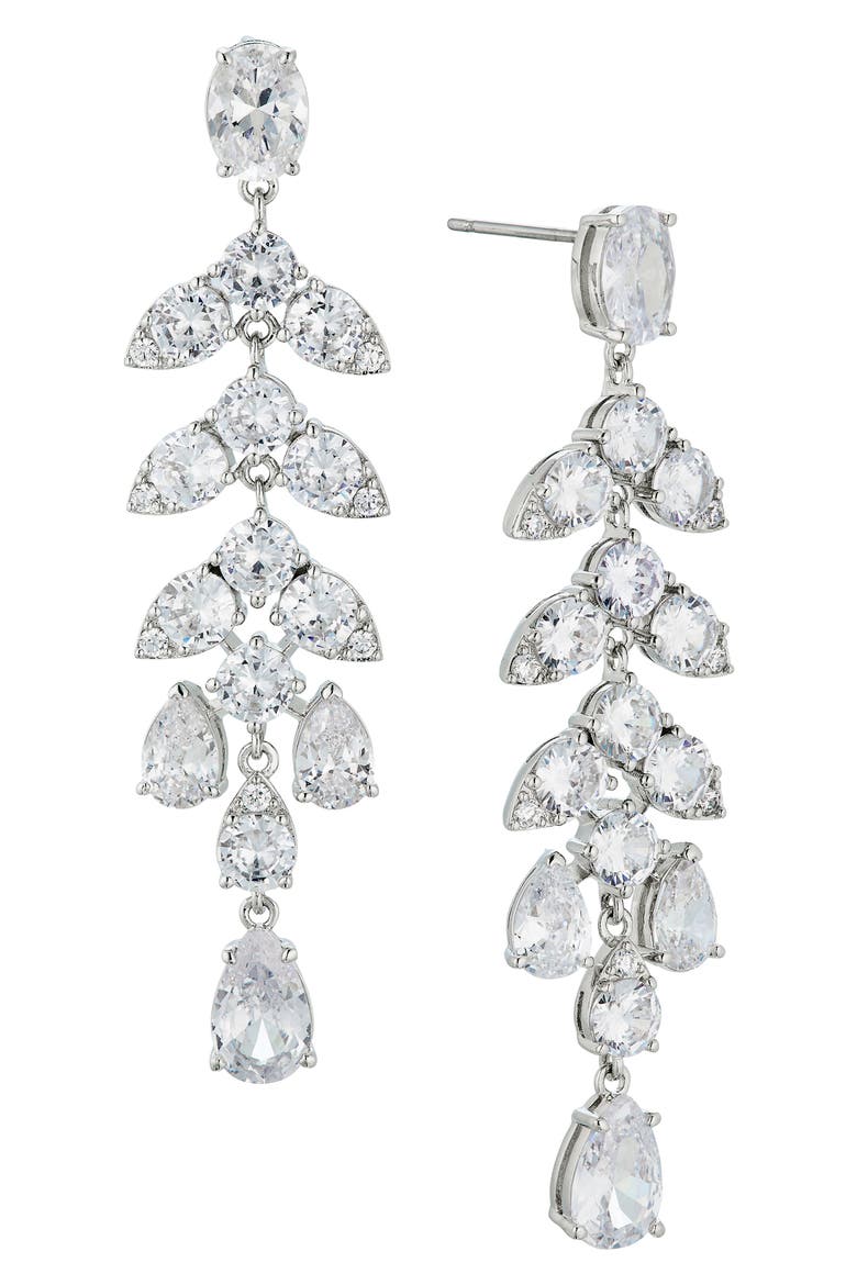 Chandelier Drop Earrings, Main, color, RHODIUM