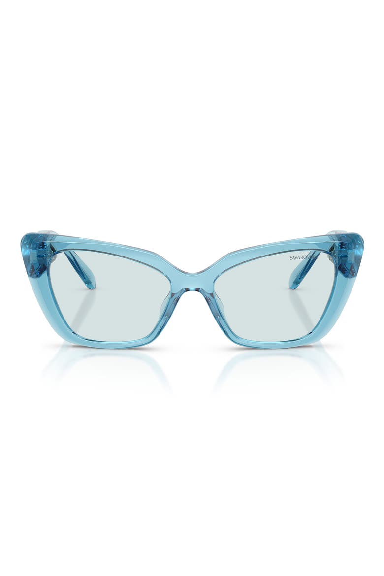 54mm Cat Eye Sunglasses, Main, color, TRANSPARENT BLUE / PHOTO AZURE