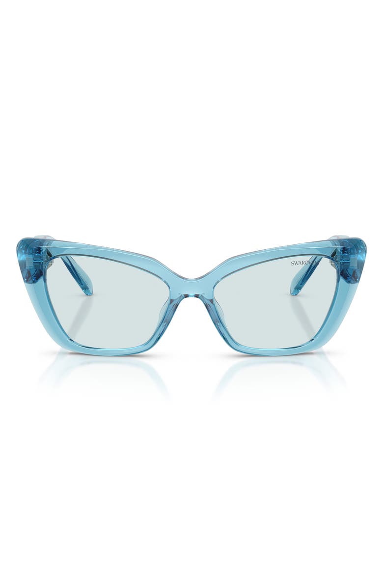 Swarovski 54mm Cat Eye Sunglasses, Main, color, Transparent Blue / Photo Azure