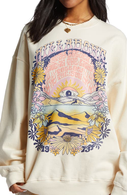 Billabong Ride In Cotton Blend Graphic Sweatshirt In White Cap 111