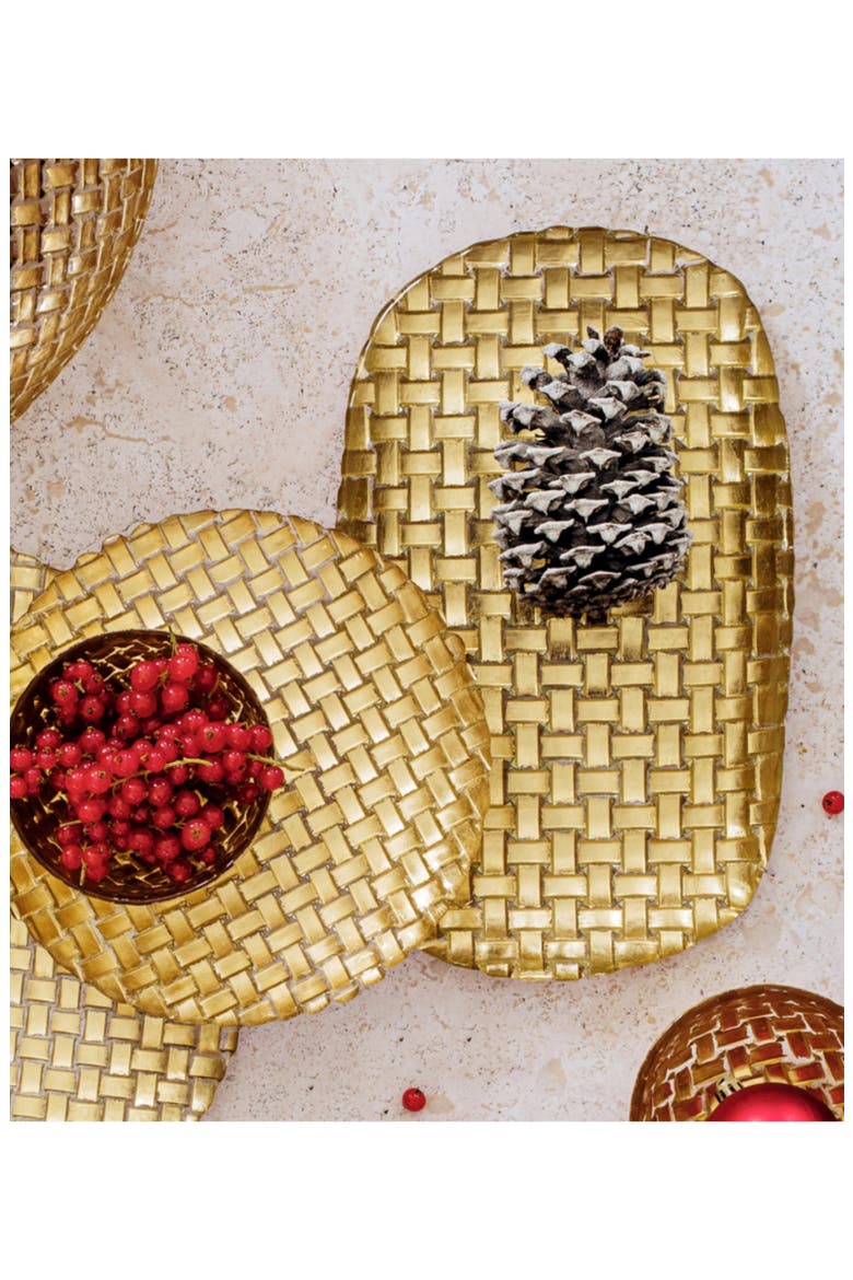 Rufolo Glass Basketweave Serving Tray, Alternate, color, GOLD