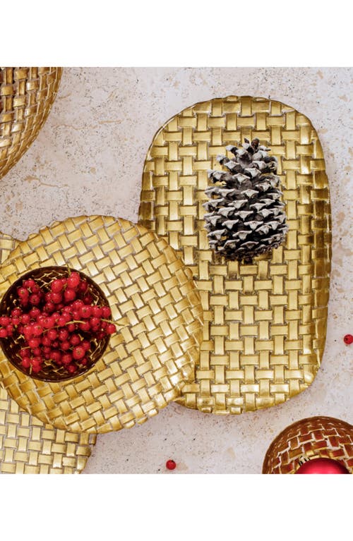 Vietri Rufolo Glass Basketweave Serving Tray In Gold