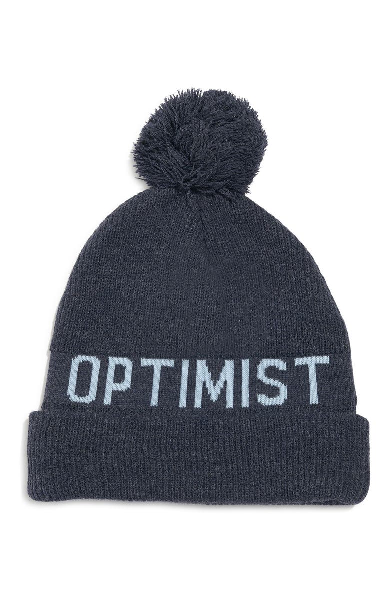 Spiritual Gangster Eternal Optimist Pompom Beanie, Alternate, color, Indigo