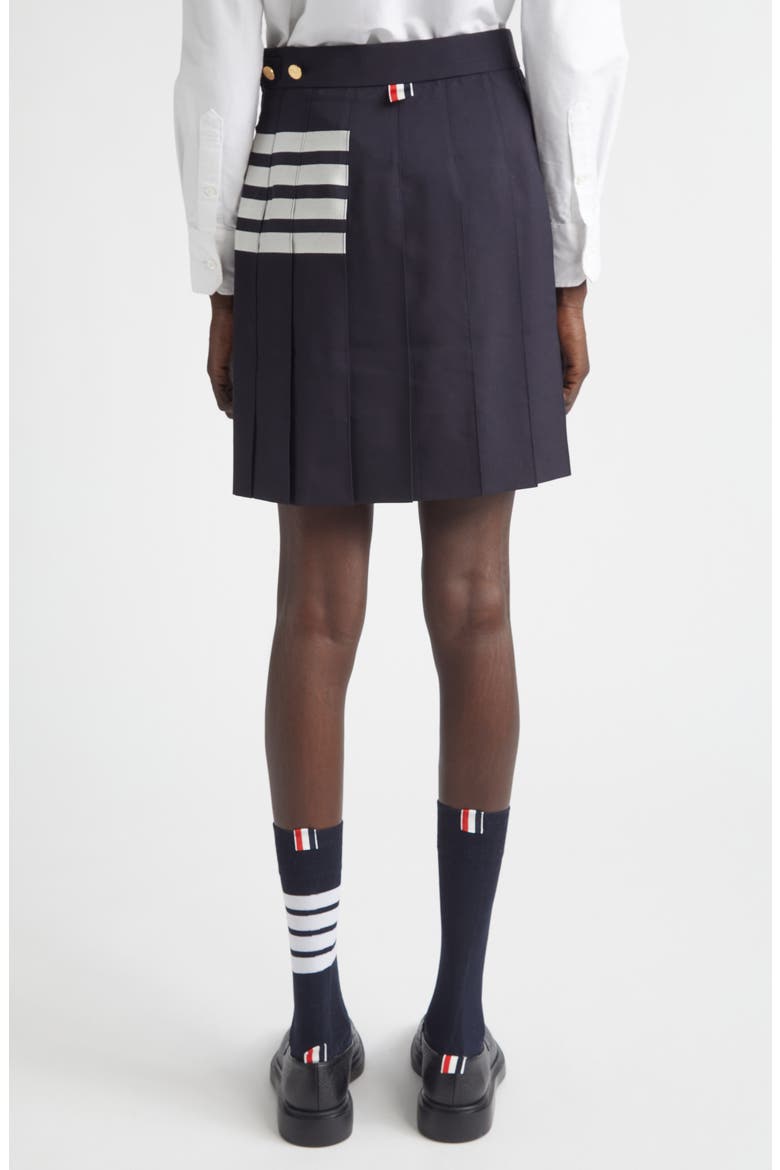 Drop Back Pleated Wool Miniskirt, Alternate, color, NAVY