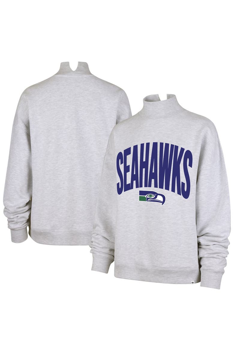 Women's '47  Gray Seattle Seahawks Subtle Muse Mock Neck Sweatshirt, Main, color, Gray