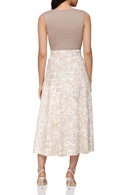 Bagatelle Ribbed Tank & Paisley Midi Skirt Set In White