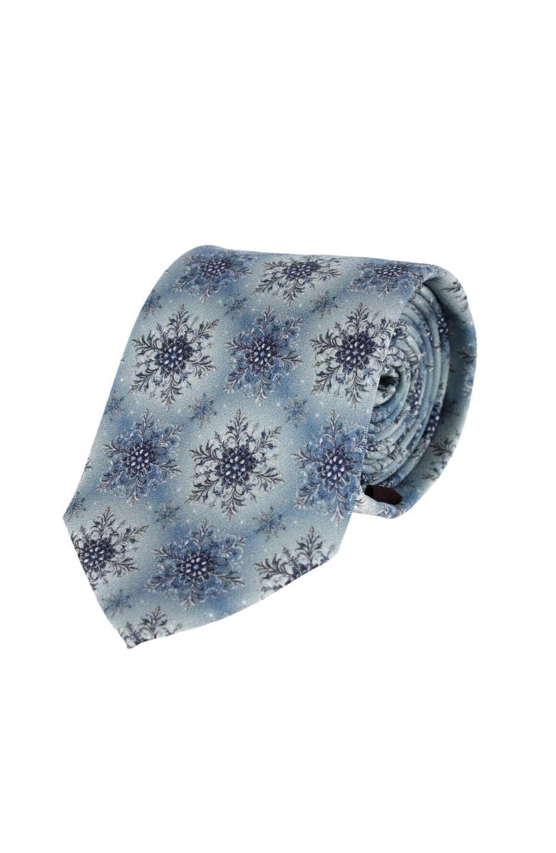 Trafalgar Clarence The Classy Snowflake Silk Holiday Necktie, Main, color, Light Blue