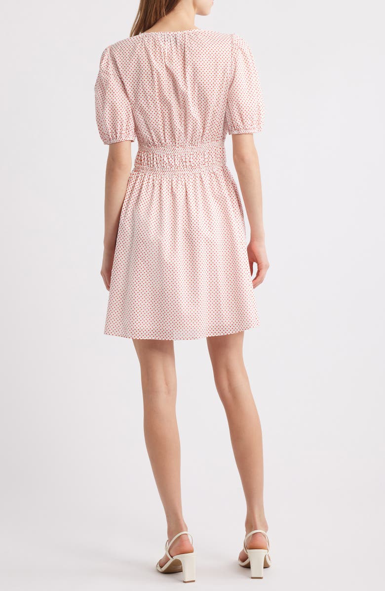 Charles Henry Polka Dot Empire Waist Cotton Dress, Alternate, color, Red Dot