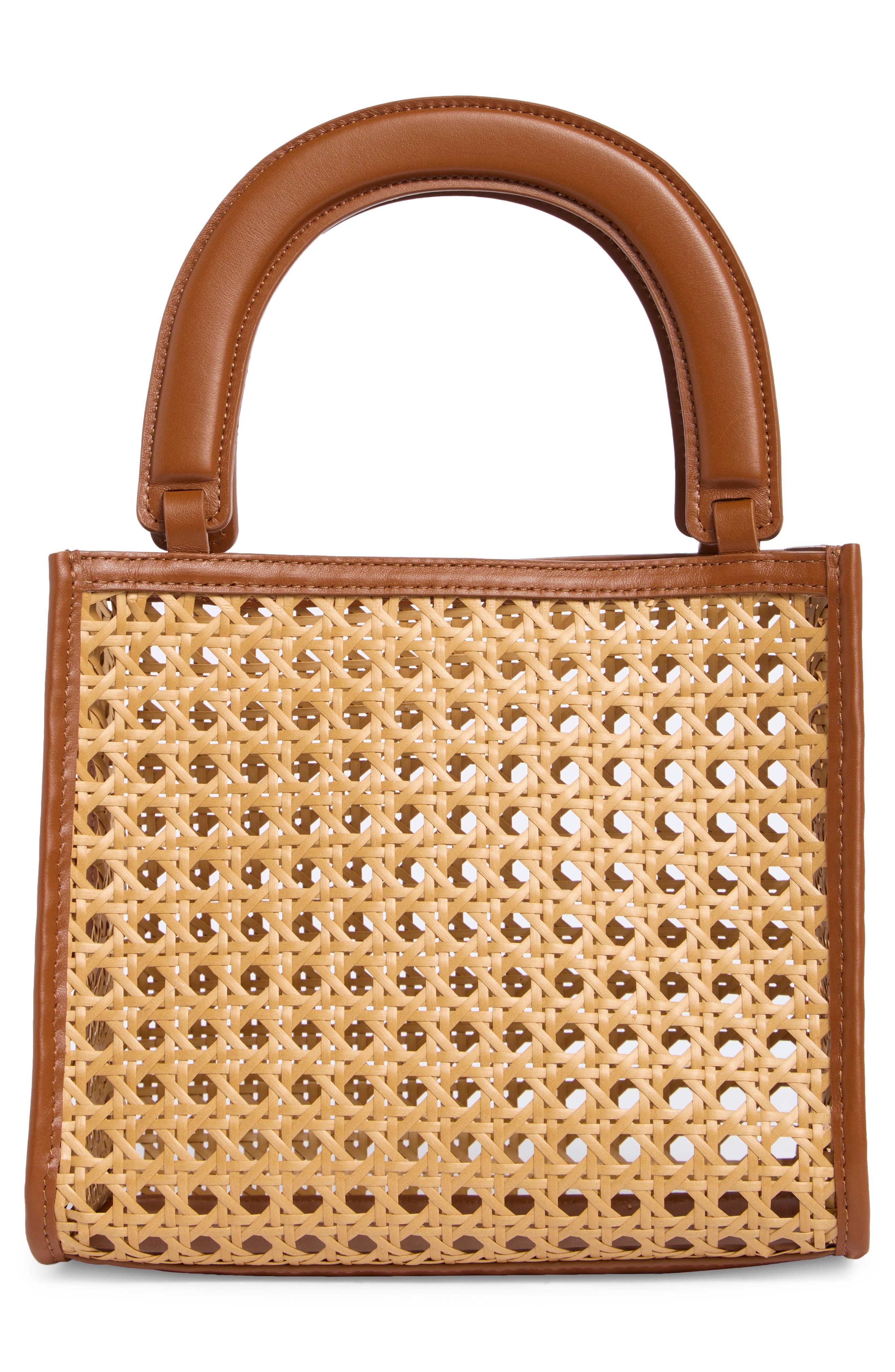 Reformation Emma Mini Top Handle Bag, Alternate, color, Natural Rattan