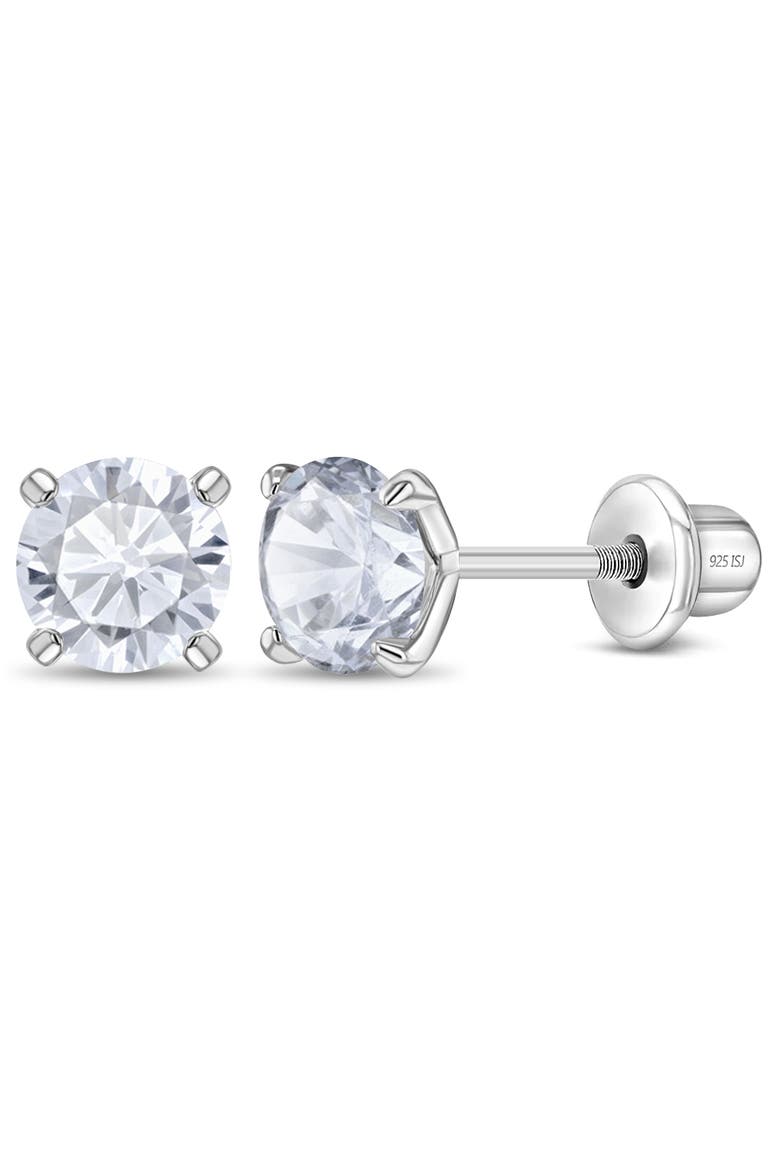 Modern Prong Solitaire Earrings, Main, color, Silver