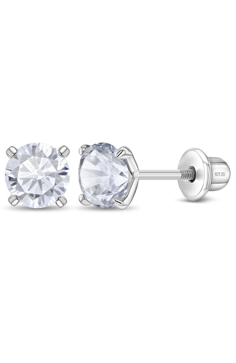 In Season Jewelry Modern Prong Solitaire Earrings, Main, color, Silver