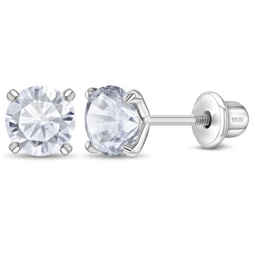 In Season Jewelry Modern Prong Solitaire Earrings in Silver at Nordstrom