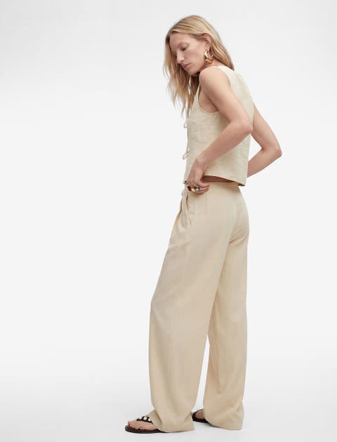 Mid-Rise Wide Leg Trousers