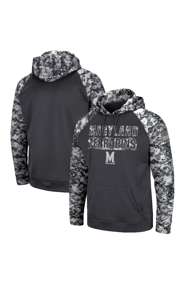 COLOSSEUM Men's Colosseum Charcoal Maryland Terrapins OHT Military Appreciation Digital Camo Pullover Hoodie, Main, color,