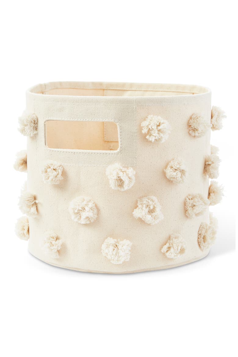 Pint Pompom Basket, Main, color, NATURAL