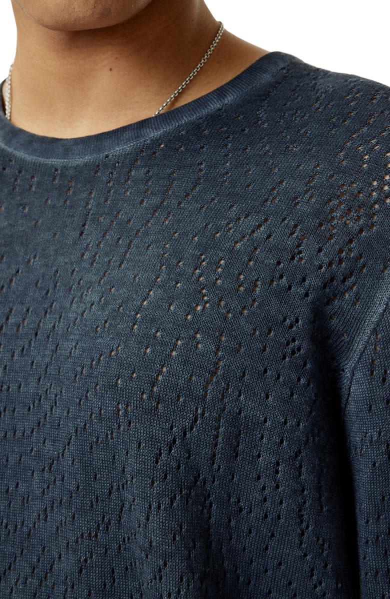 John Varvatos Camden Open Stitch Organic Cotton Sweater, Alternate, color, Navy