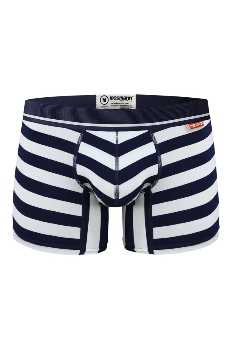 Mosmann Australia Men's Ultra-Soft Boxers, Alternate, color, Navy Stripe