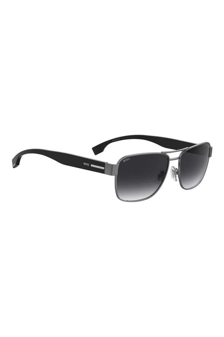60mm Aviator Sunglasses, Alternate, color, BLACK DARK RUTHENIUM