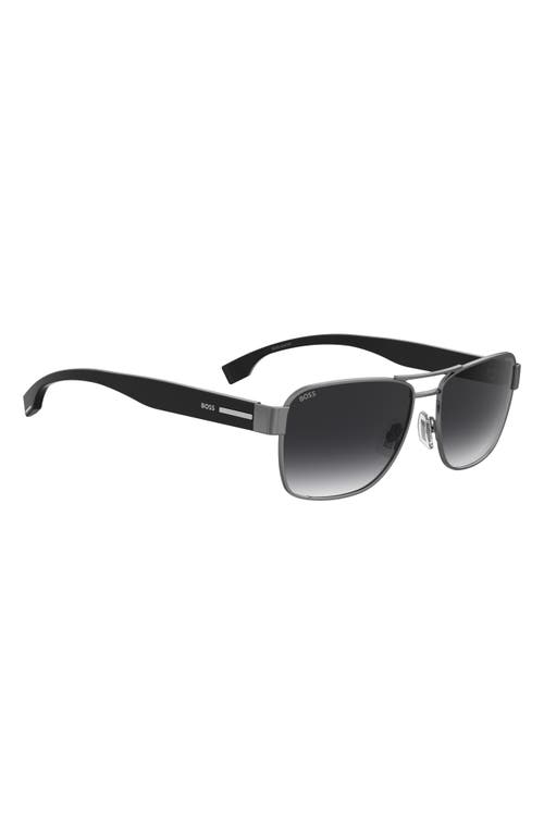 Hugo Boss 60mm Polarized Rectangular Sunglasses In Gray
