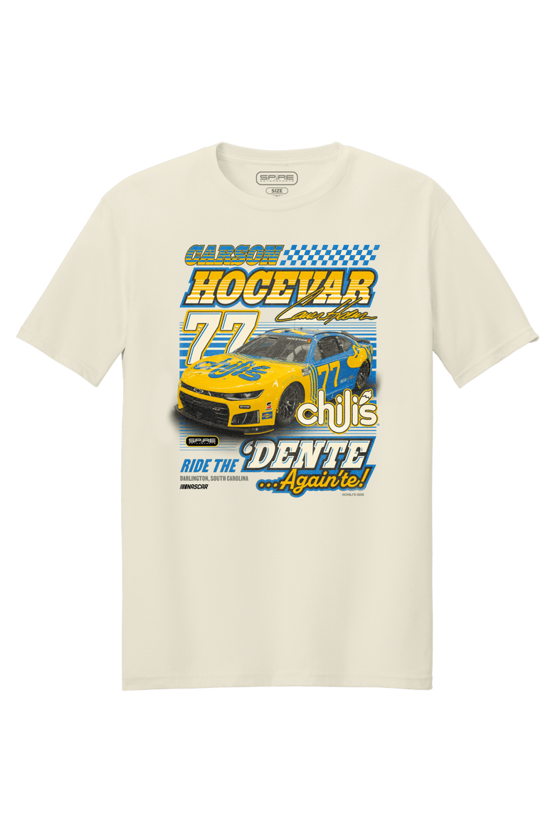 Men's Spire Motorsports  Natural Carson Hocevar #77 Chili's Car Throwback T-Shirt, Main, color, Natural
