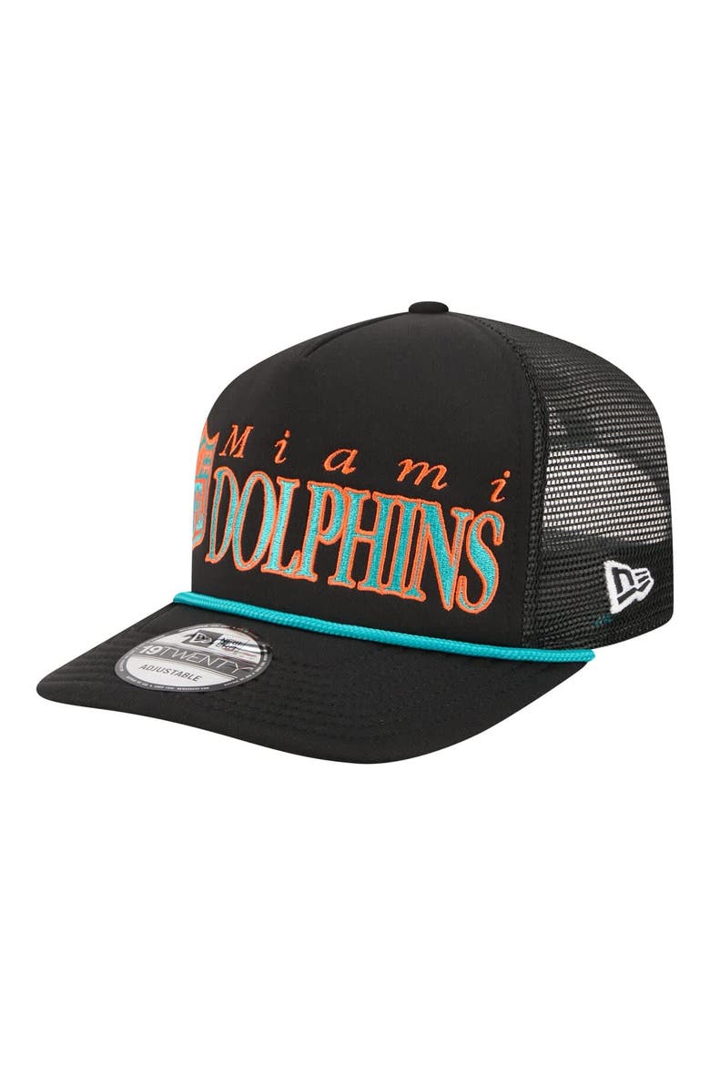 Men's New Era Black Miami Dolphins Throwback Foam 19TWENTY Adjustable Hat, Alternate, color, Black