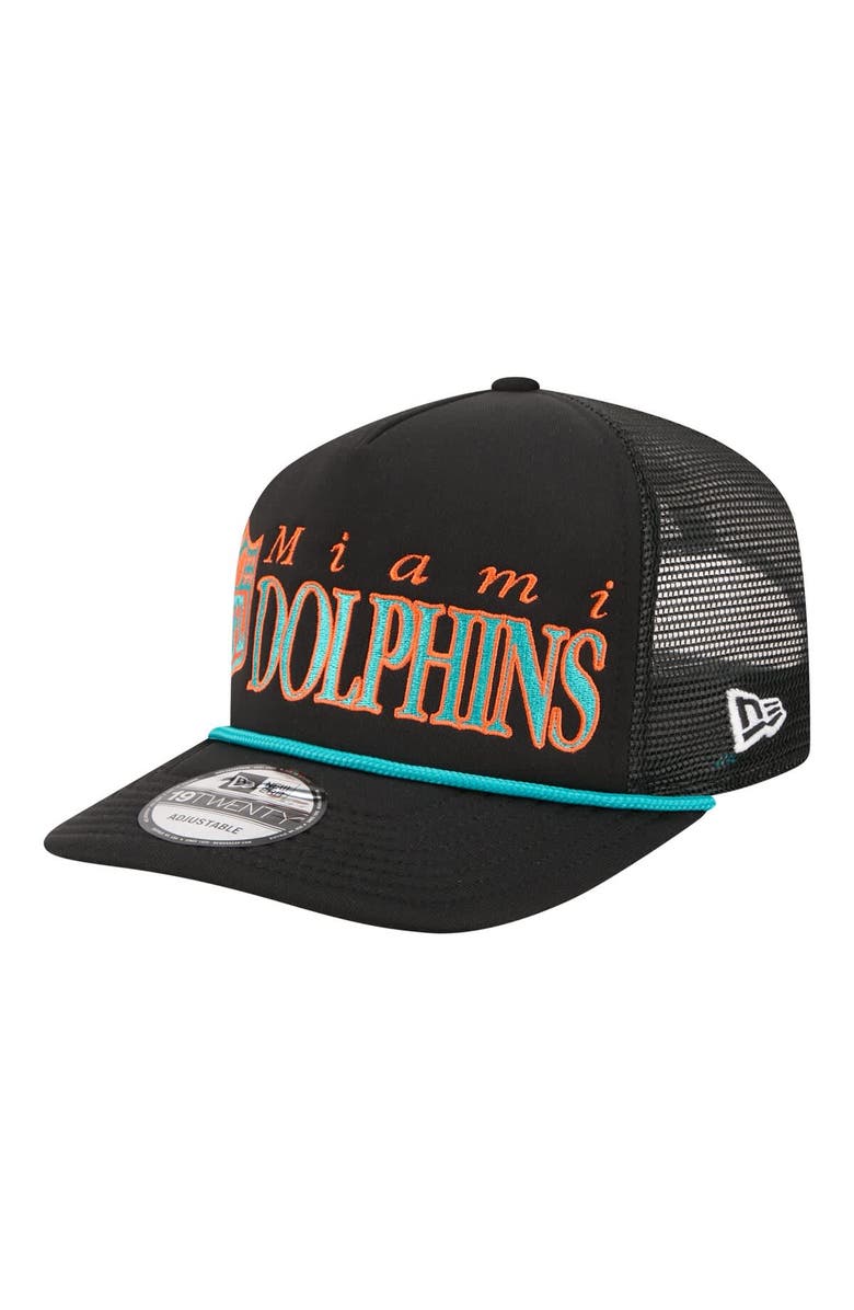 New Era Men's New Era Black Miami Dolphins Throwback Foam 19TWENTY Adjustable Hat, Alternate, color, Black