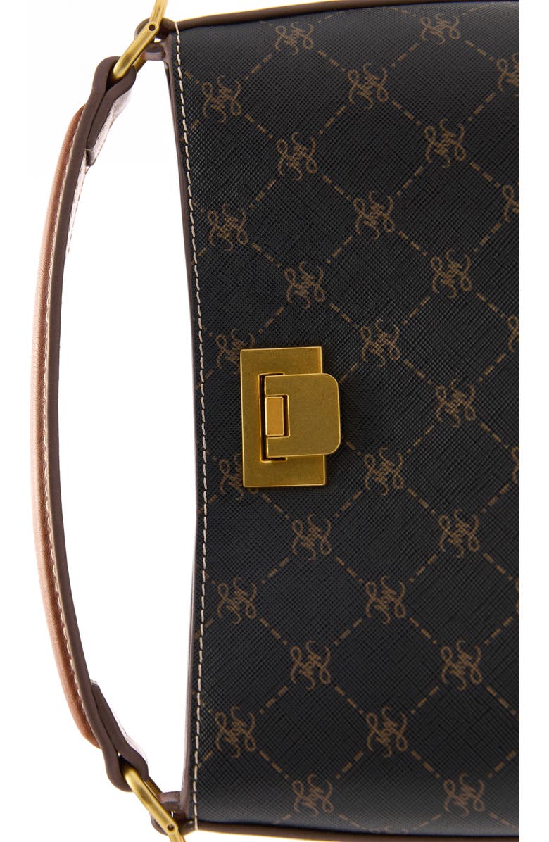 MANGO Mini Logo Monogram Top Handle Bag, Alternate, color, Brown