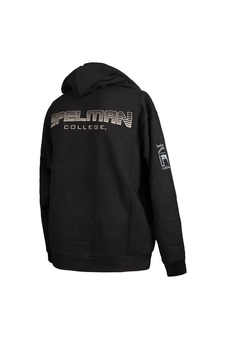 Men's FISLL  Black Spelman College Jaguars Puff Print Sliced Pullover Hoodie, Alternate, color, Black