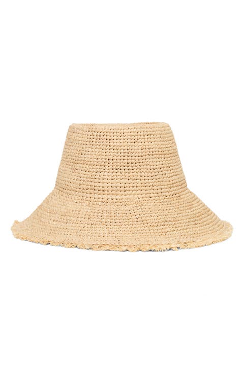 Paco Embellished Paper Raffia Bucket Hat