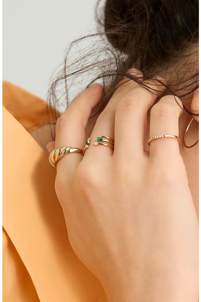 Baguette Emerald Open Ring, Alternate, color, Yellow Gold/Emerald