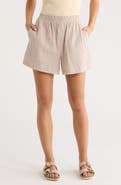 Varley Darina Stripe Stretch Cotton Seersucker Shorts