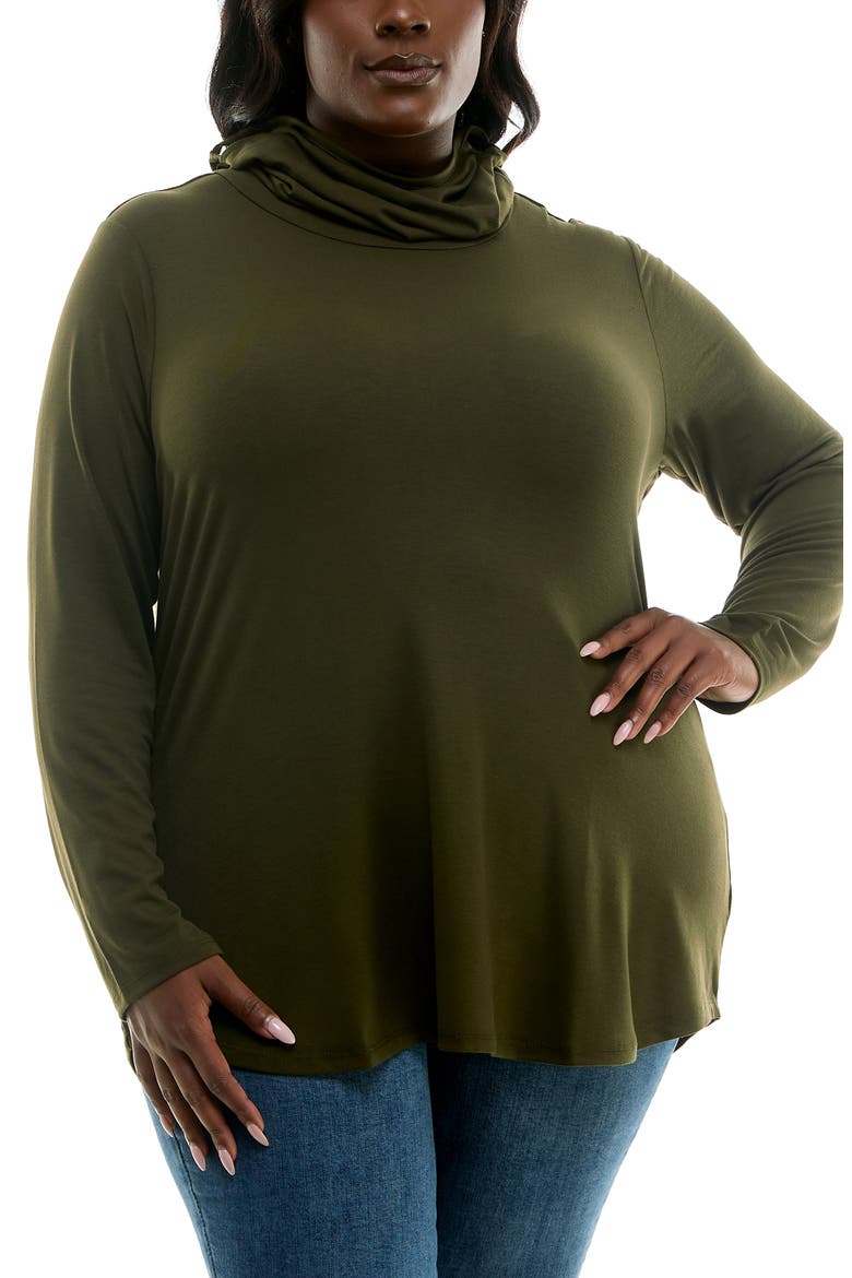 Long Sleeve Curved Tunic, Main, color, DARK OLIVE