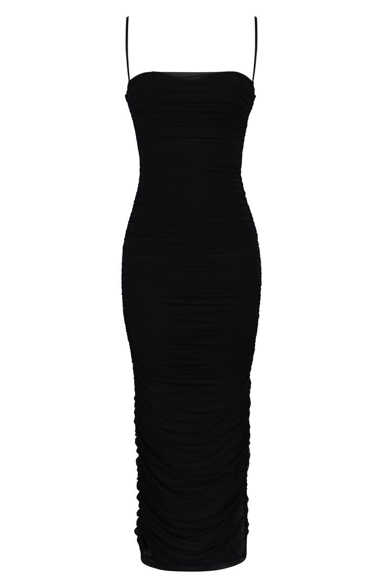 HOUSE OF CB Fornarina Ruched Mesh Maxi Dress, Alternate, color, Black
