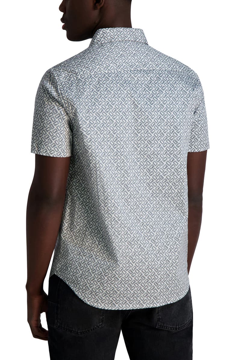 KARL LAGERFELD PARIS Logo Print Short Sleeve Shirt, Alternate, color, Black/ White