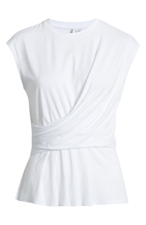 Draped Cap Sleeve Peplum Top