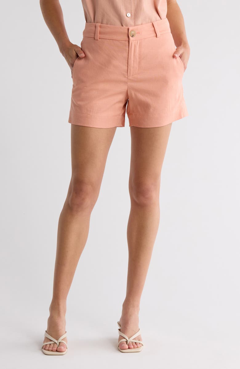 Vince Casual Linen Blend Shorts, Main, color, Dk Apricot Clay