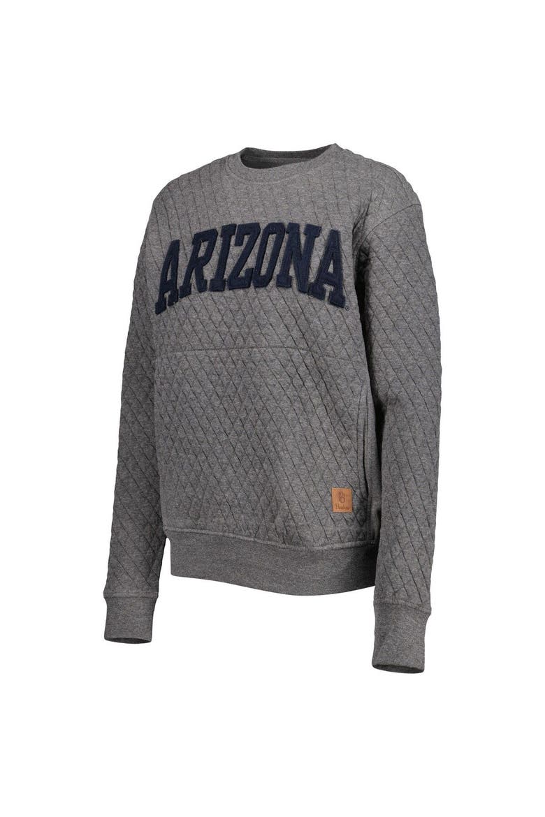 Women's Pressbox Heather Charcoal Arizona Wildcats Moose Quilted Pullover Sweatshirt, Alternate, color, Heather Gray