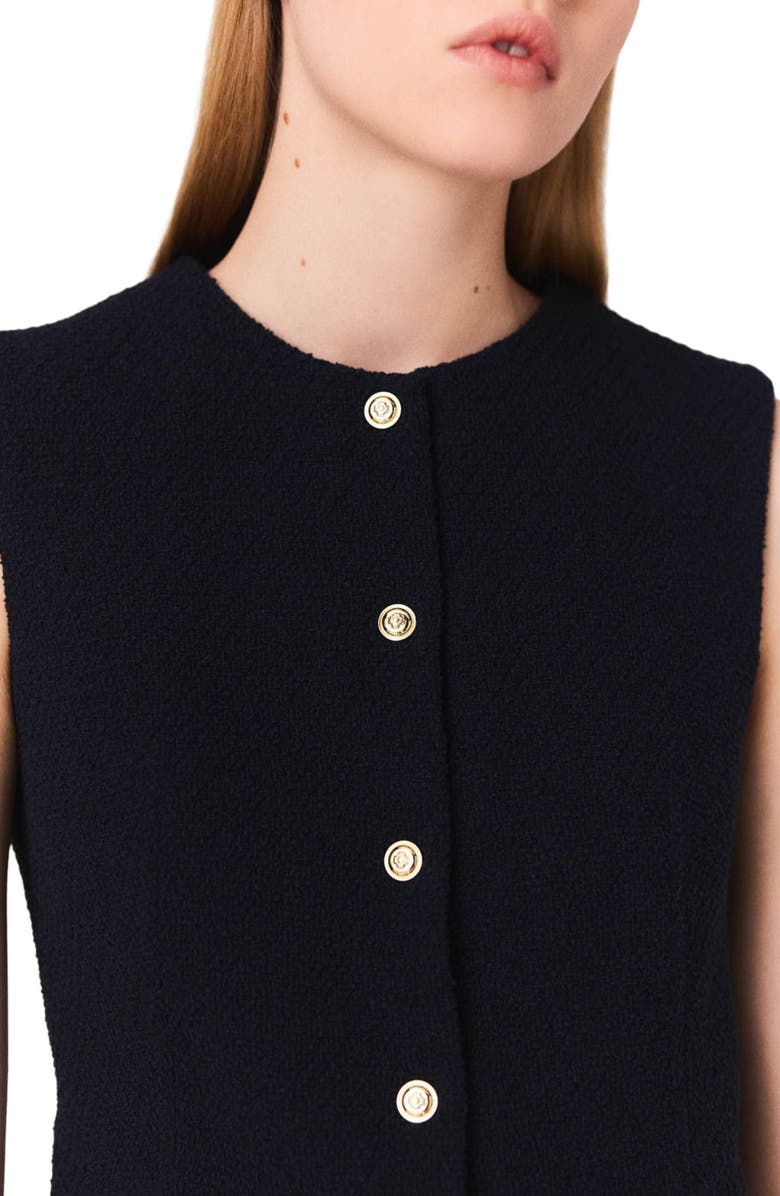 maje Sleeveless tweed jacket, Alternate, color, Navy