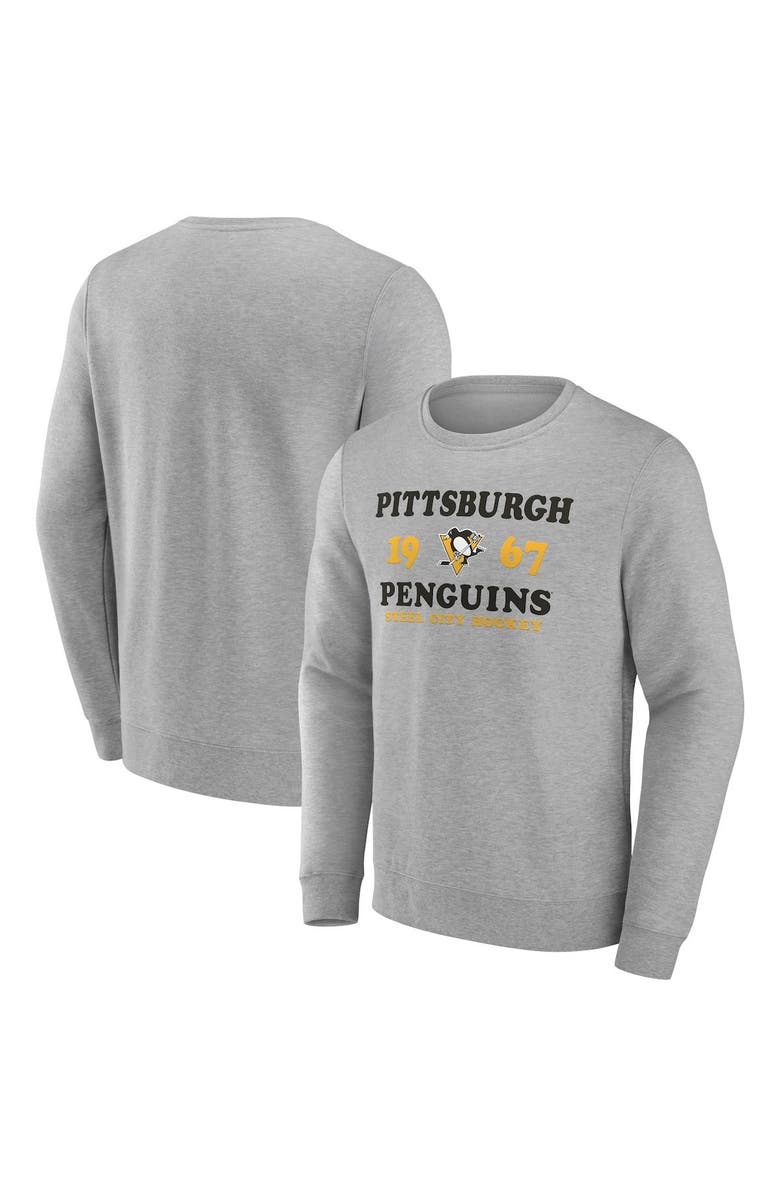 FANATICS Men's Fanatics Branded Heather Charcoal Pittsburgh Penguins Fierce Competitor Pullover Sweatshirt, Alternate, color, Charcoal