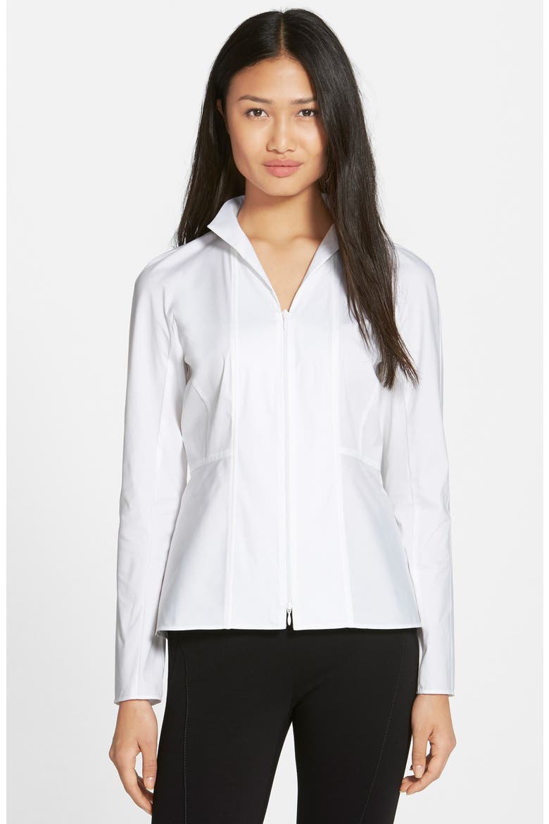 'Kerry' Stretch Poplin Blouse, Main, color, WHITE