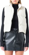 Grey Lab Faux Leather Crop Puffer Vest